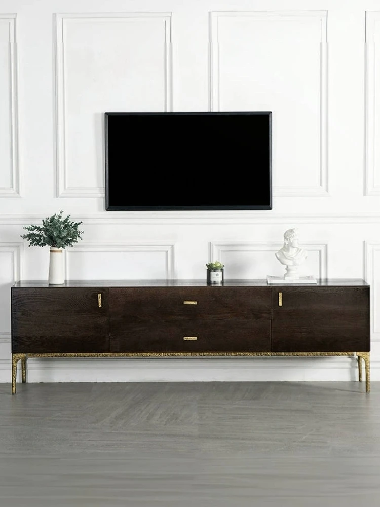 ZF Vintage Oak Solid Wood TV Cabinet Living Room Entry Lux Style Designer Furniture