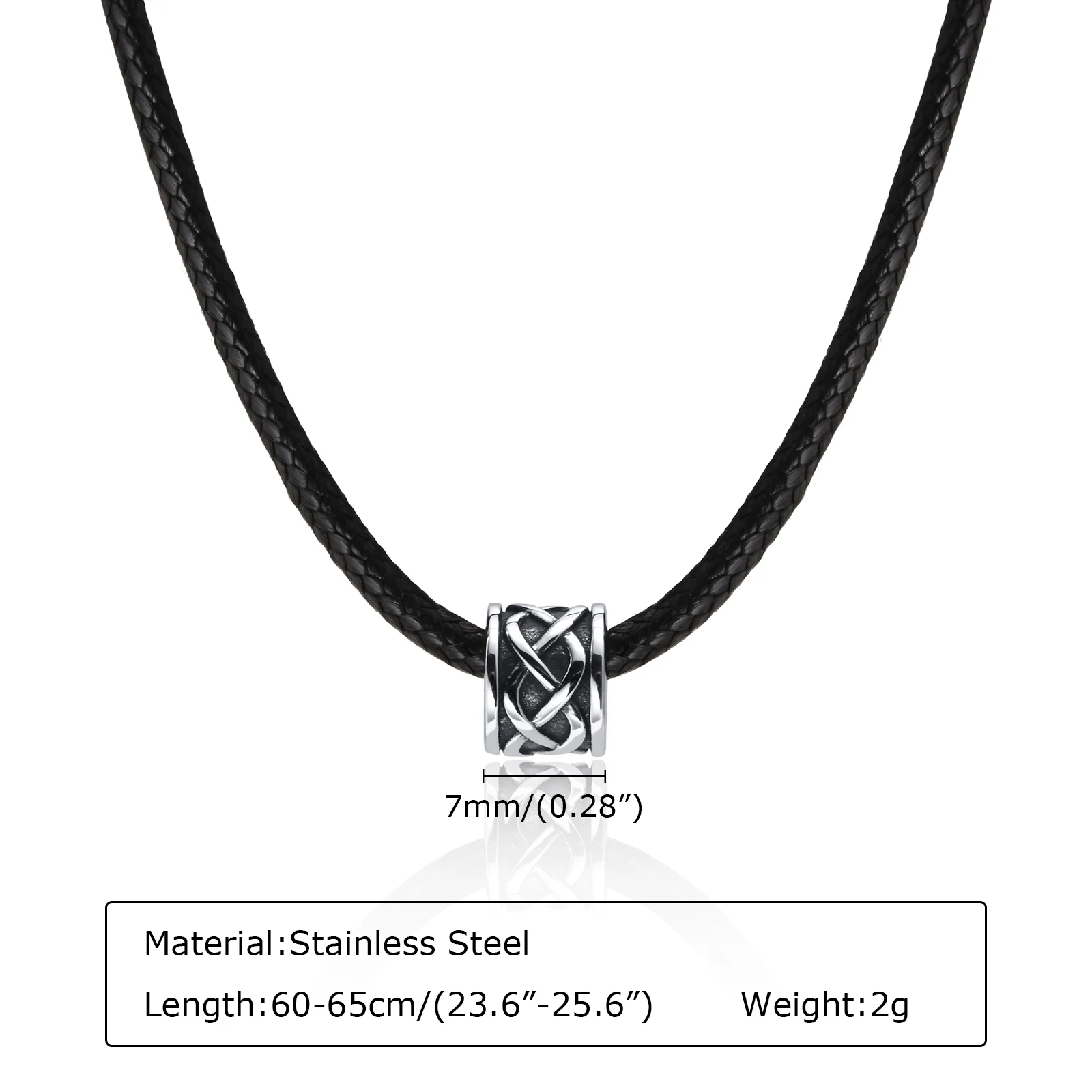 Men Waterproof Stainless Steel Celtic Knot Charm Necklaces, Casual Black Rope Chain Neck Collar Male Gifts Jewelry
