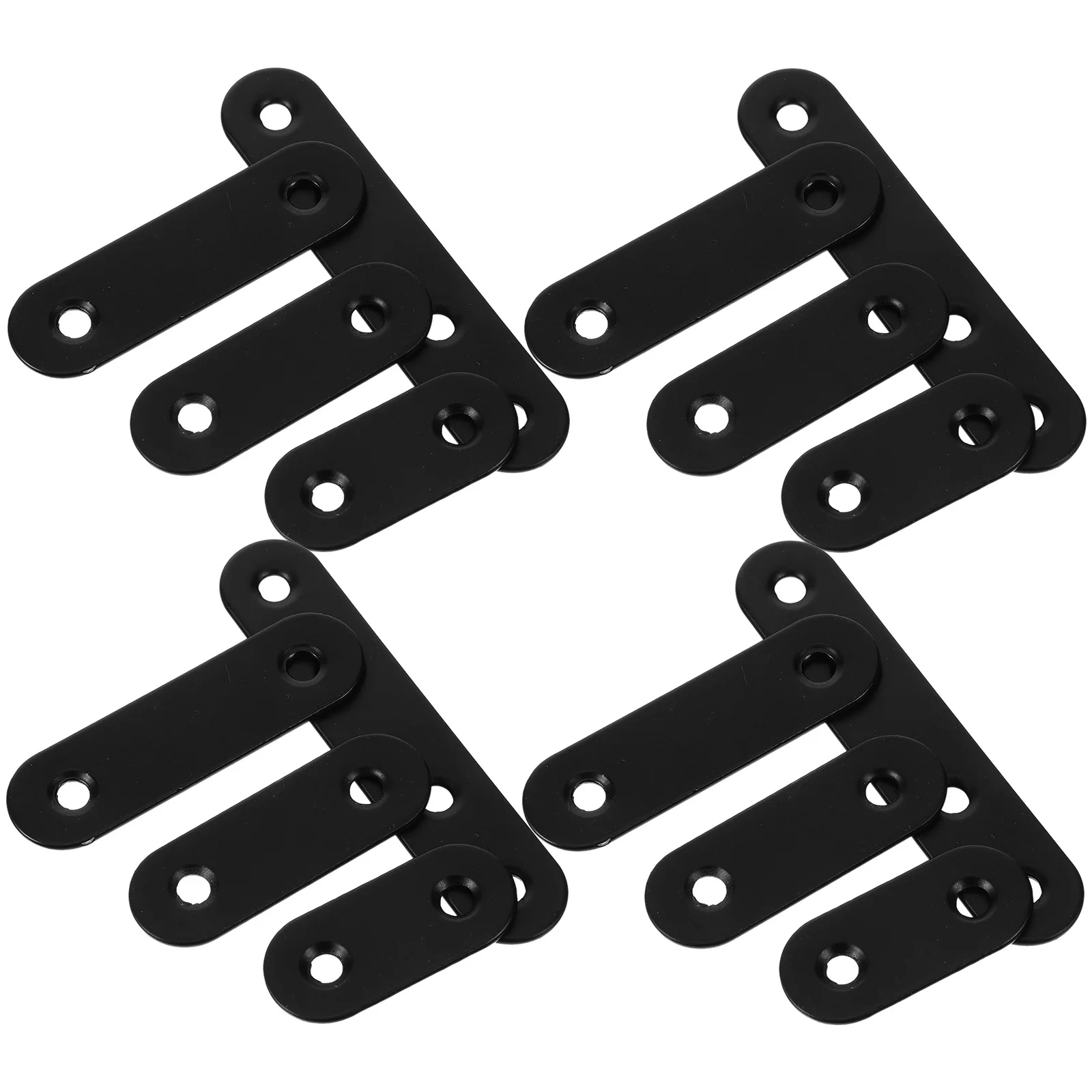 

24pcs Flat Metal Brackets 37x16x2mm 47x16x2mm 57x16x2mm 77x16x2mm Black Straight Plates for Wood Furniture Repair Sturdy Durable