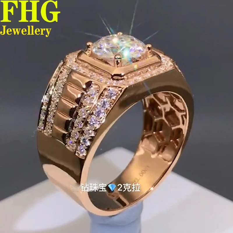 

Solid Au750 9K Rose Gold Ring DVVS1 Moissanite Diamonds ring luxury Wedding Party Engagement ring