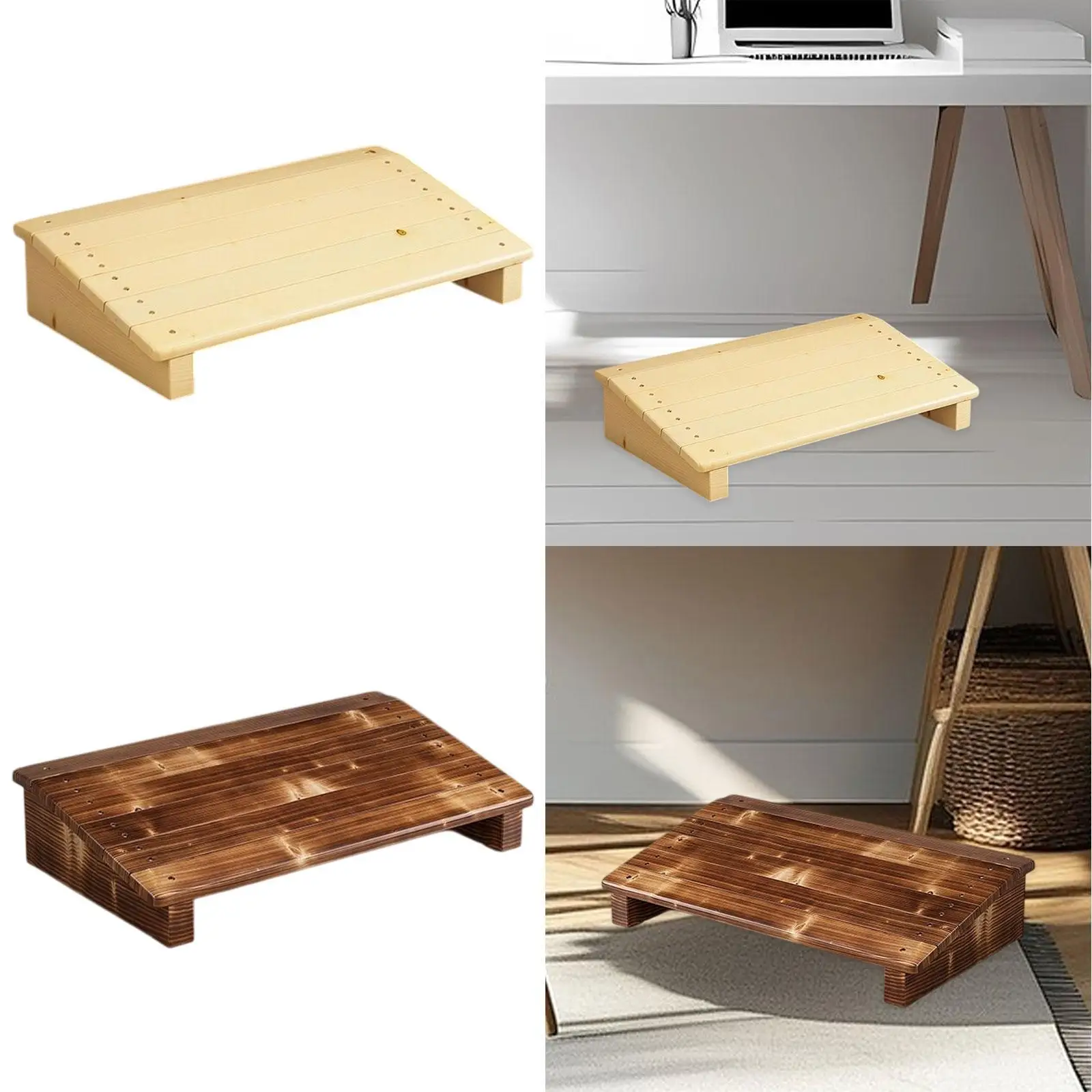

Under Office Desk Foot Rest Wood Footrest for Home Working Computer Gaming