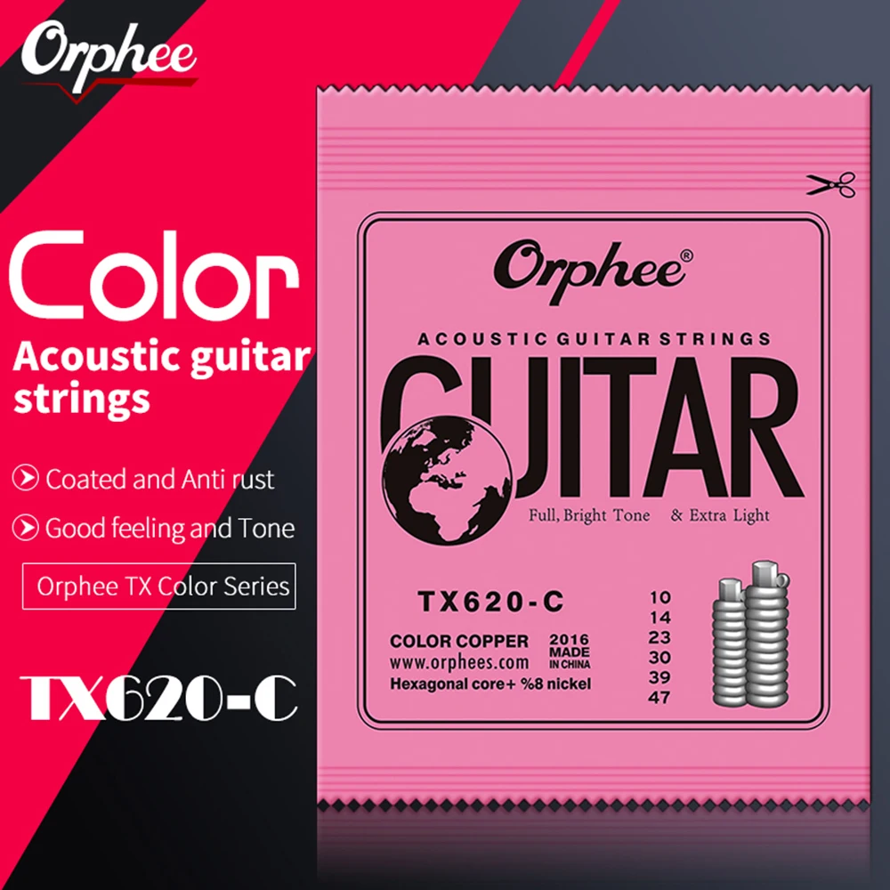 

Orphee TX620C Acoustic Guitar Strings Colored Bronze Wind Strings for Folk Guitar Guitar Parts & Accessories Professional String