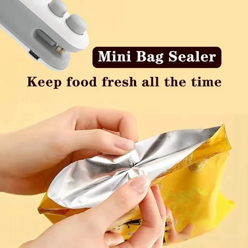 Mini sellador de bolsas, sellador de carga USB 2 en 1, sellador de alimentos al vacío recargable portátil, sellador de bolsas