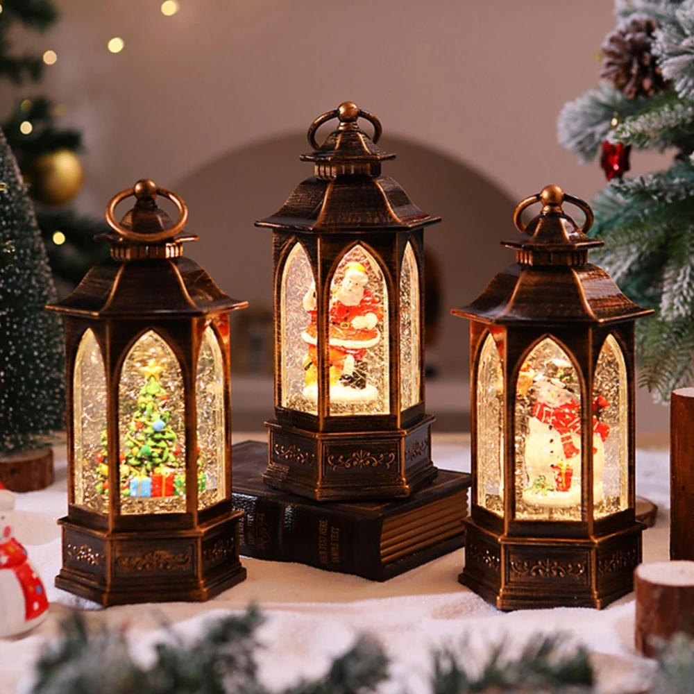

Christmas Tree Snow Lantern Decorative Lamp with Hexagon Music Box Christmas Lantern Decoration for Home Store Ornaments