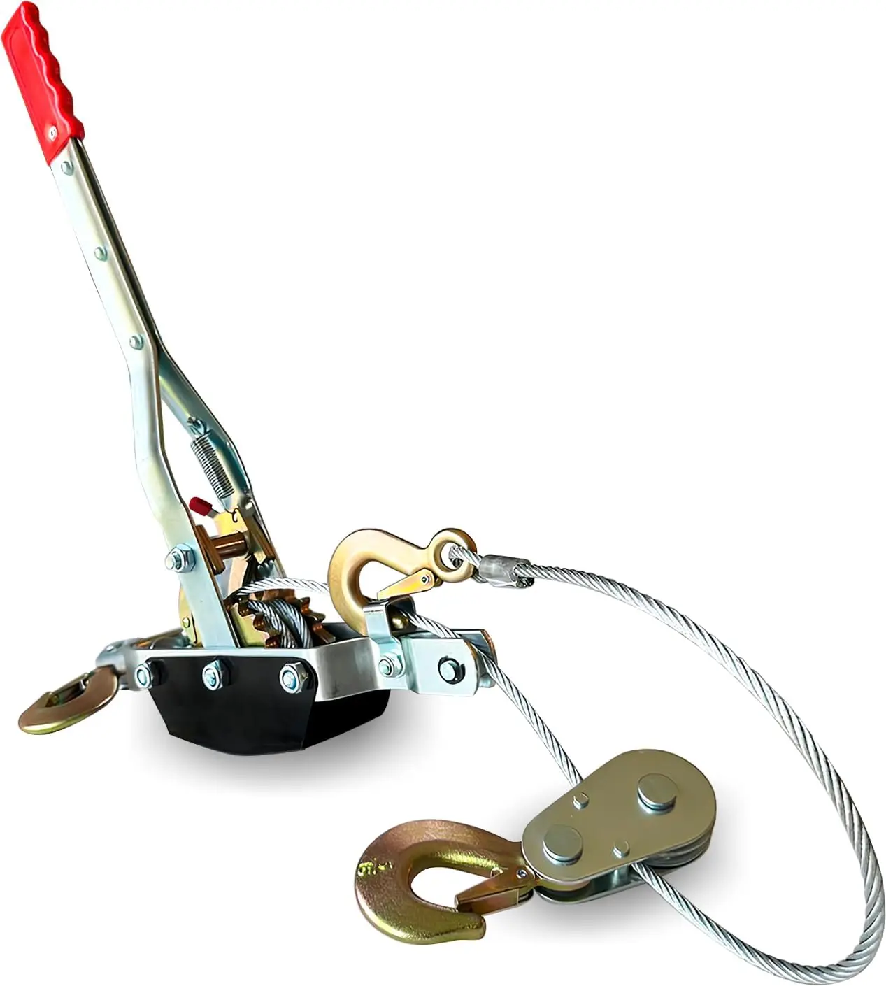 

5-Ton Heavy-Duty Come Along Winch with 10ft Steel Cable, Dual Gears, and 3 Hooks for Vehicle Recovery and Fencing