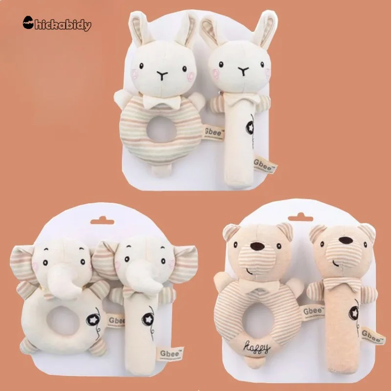 Newborn Baby RattlesRabbit Bear Grab AbilityTraining Toys Infant StrollerBed Hanging Bell PlushDolls Baby Birthday GiftToyS