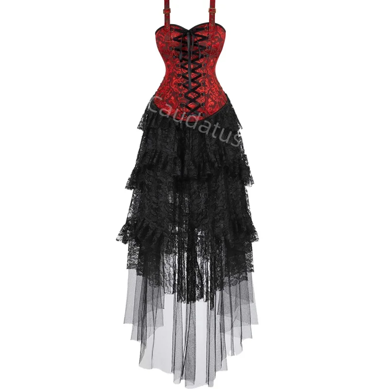 

Корсетное платье-комбинация с кружевом и молнией, костюм для вечеринки, сексуальное бурлескное белье, женский наряд больших размеров, готический стиль, на Хэллоуин