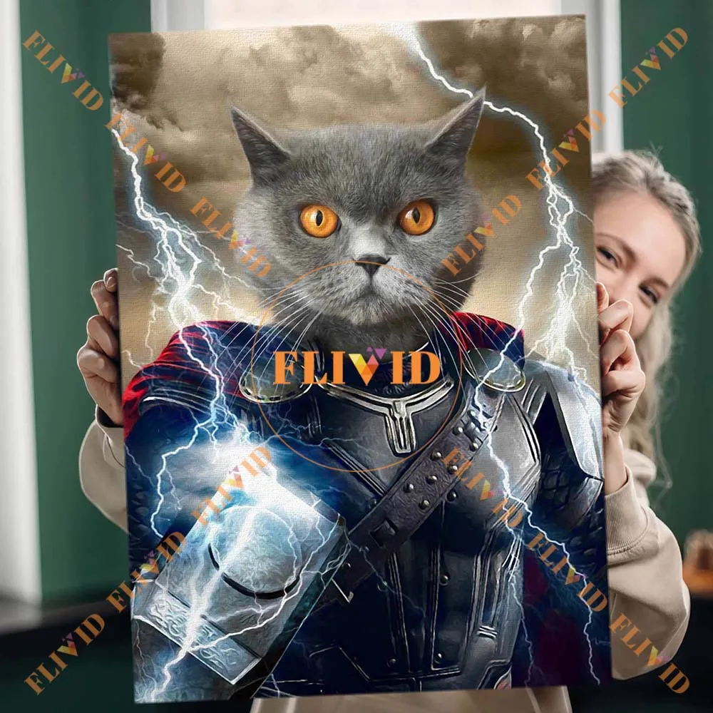 Custom Cat Dog Modern Man Vintage Warrior Royal Portrait Poster Wall Art Canvas Painting Wall Pictures For Room Unframed
