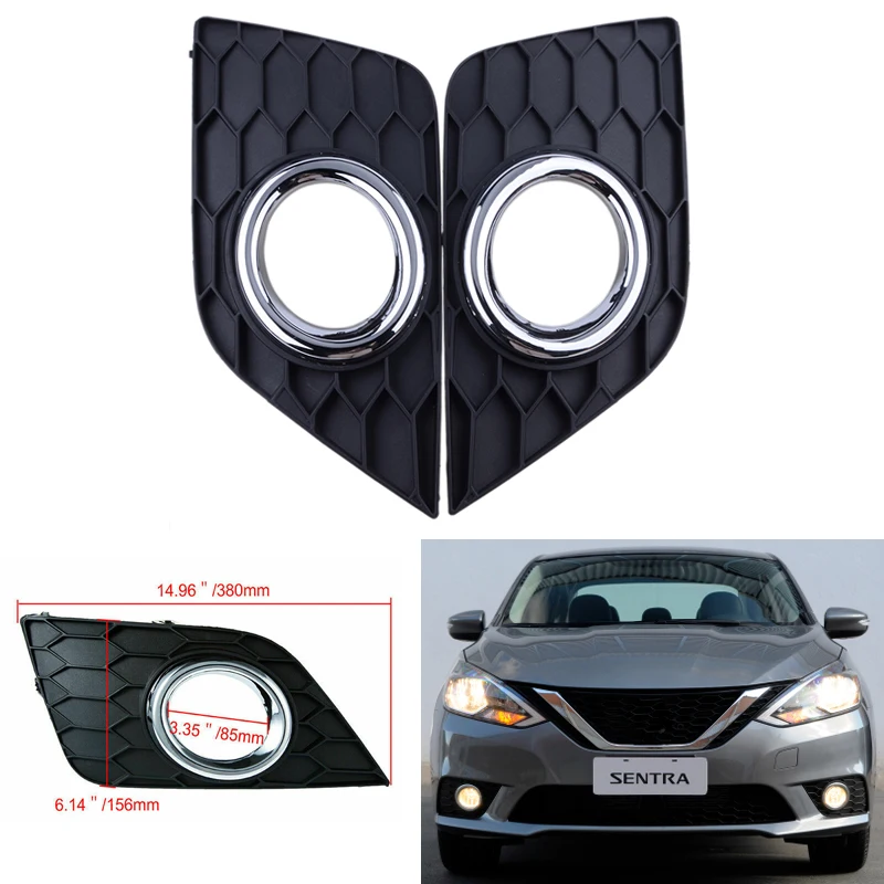 Fog Lights Frame Cover Car Front Bumper Lamp Bezel Fit For Nissan Sentra 2016-2018 Car Accessories With Lamp Holes