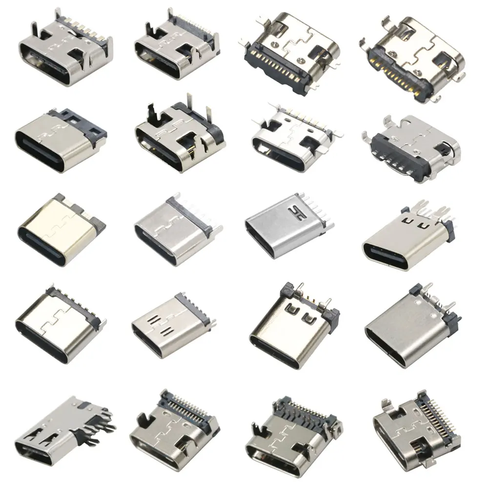 Type C USB 2/6/14/16/24 Pin Connector Female Charging Port Jack Type-C Socket PCB Soldering SMD SMT DIY Repair Type C Adapter