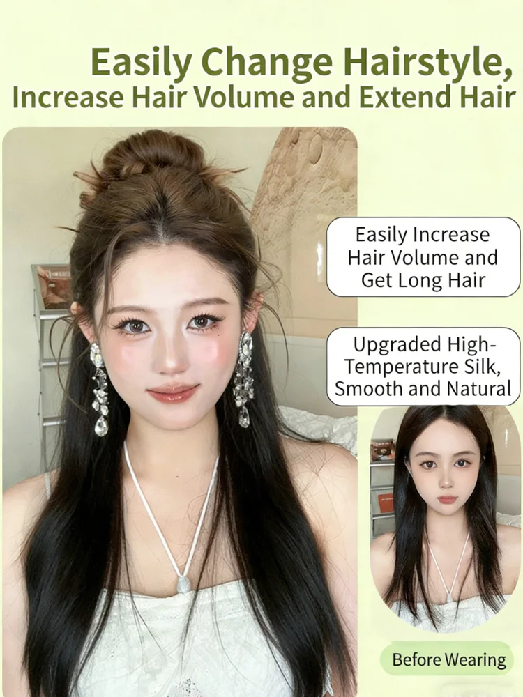 24 Inch Wig Style Party Highlight, Wig Straight Synthetic Hair, Suitable for Women (5 Pieces), Suitable for Concerts and Parties