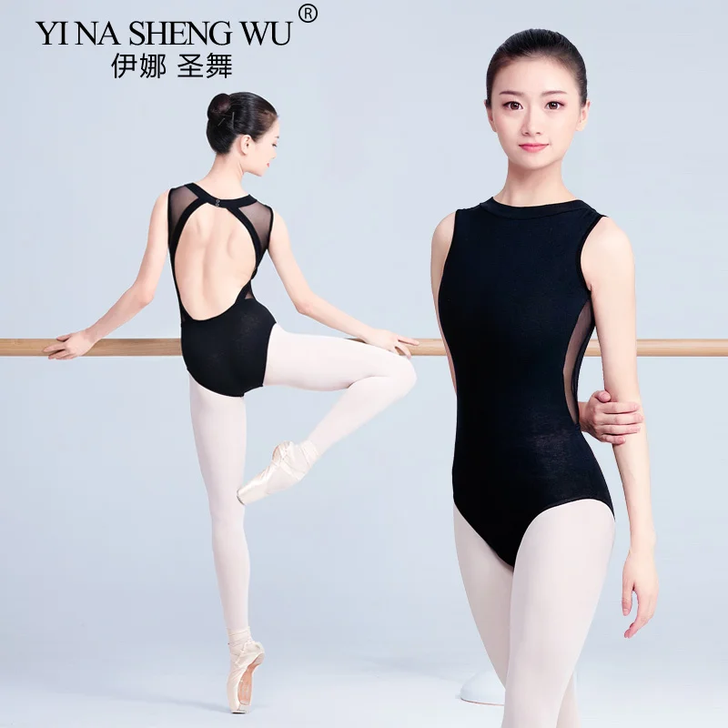 

Женские балетные трико из хлопковой сетки, гимнастический купальник, сексуальная одежда с открытой спиной для девочек, балетная танцевальная одежда