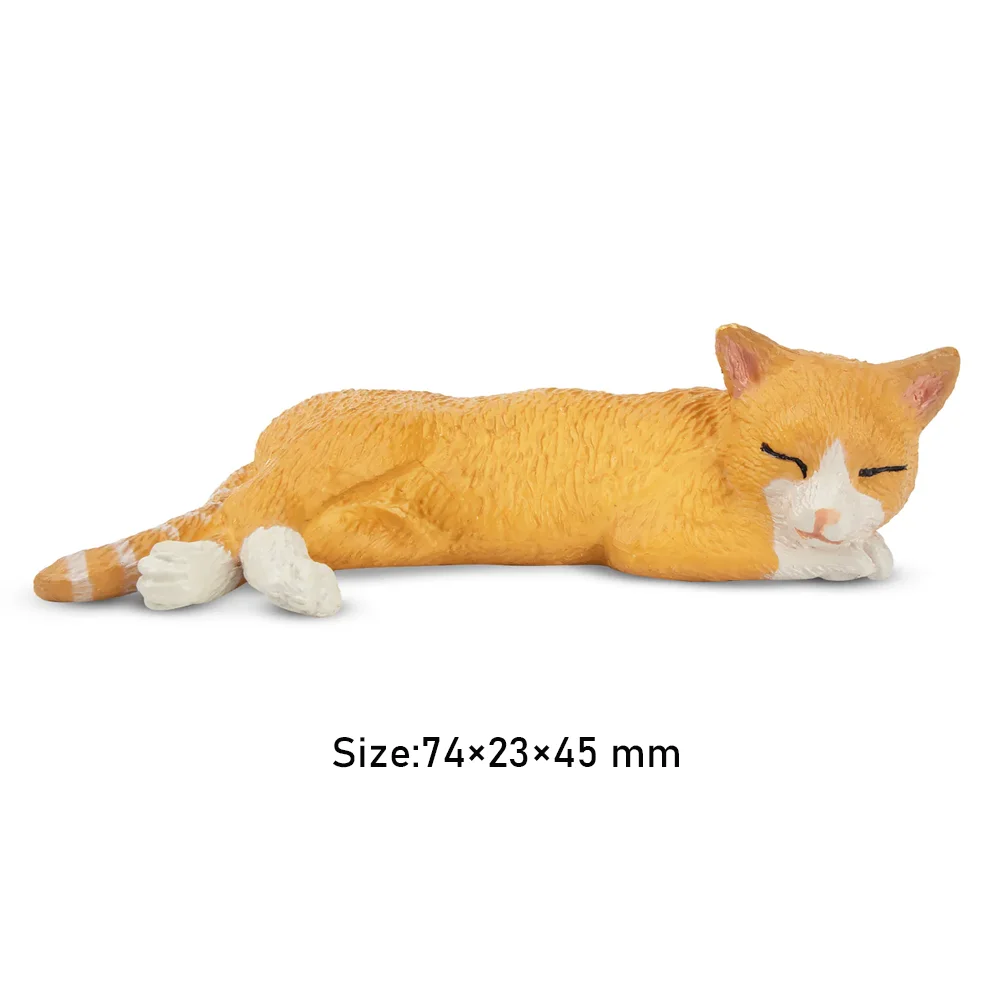 Toymany Simulation Lying Orange Cat Cat Pet Animal Model Toy Mini Figures Dolls Action Figurines Toys Children Gift