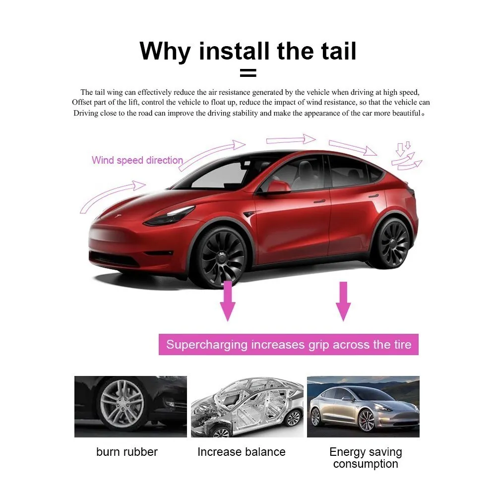 Tesla Model Y Spoilers Wings ABS Tail Refit  For Tesla Model Y 2021-2023 Accessories ABS Carbon Fiber Pattern For Model Y 2023