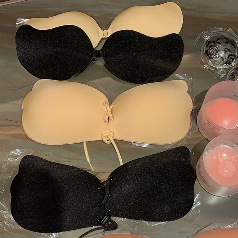 Sexy Invisible Push Up Bra Backless Strapless Bra Seamless Front Closure Bralette Underwear Women Self-Adhesive Silicone Sticky