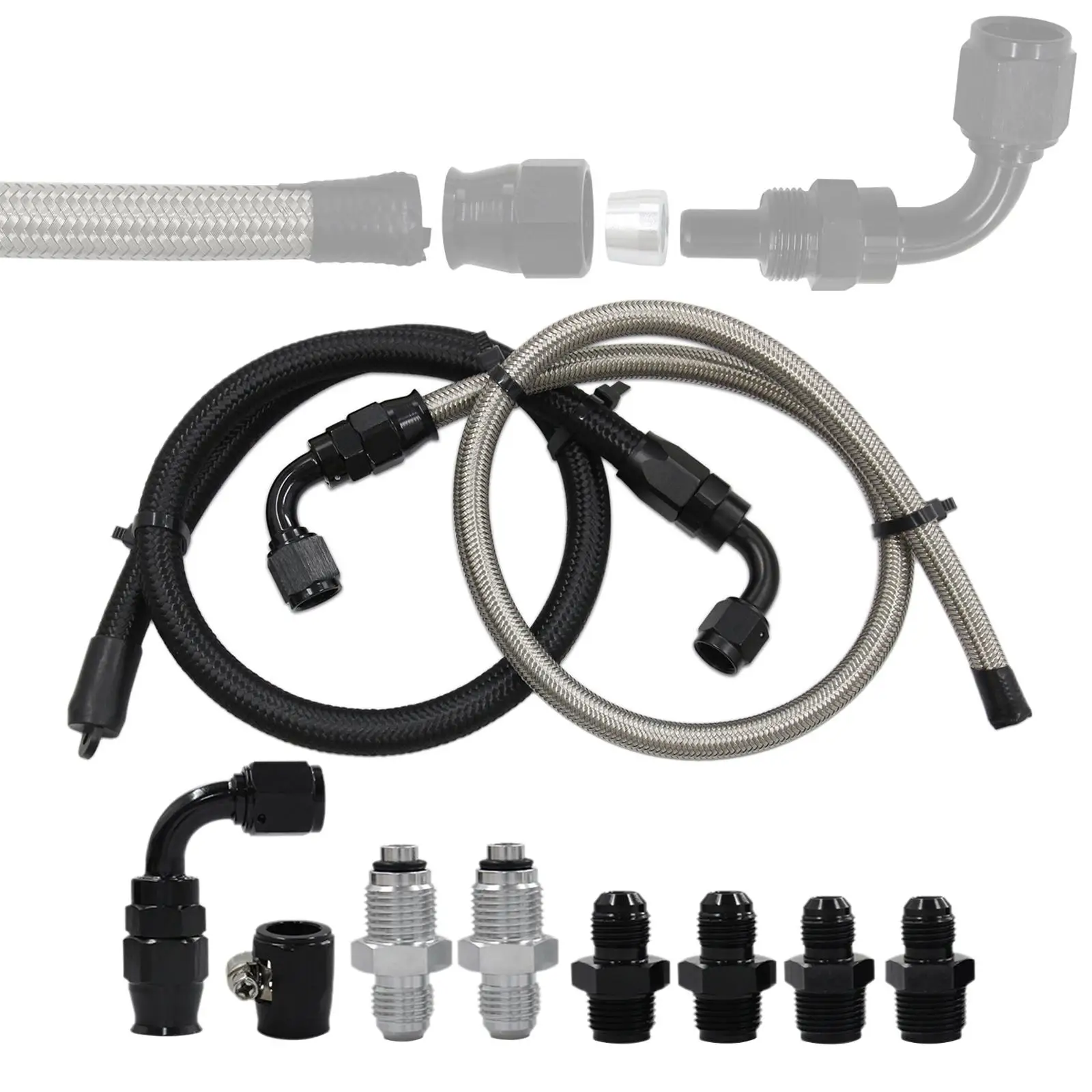 Powers Steering Pump Hose Kit Aluminum Alloy Multifunction High Performance