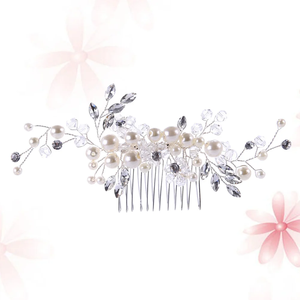 

Bridal Pearl Crystal Hair Comb Wedding Hair Accessories for Bride Bridesmaids Party Flower Headpiece Comb for Bridal