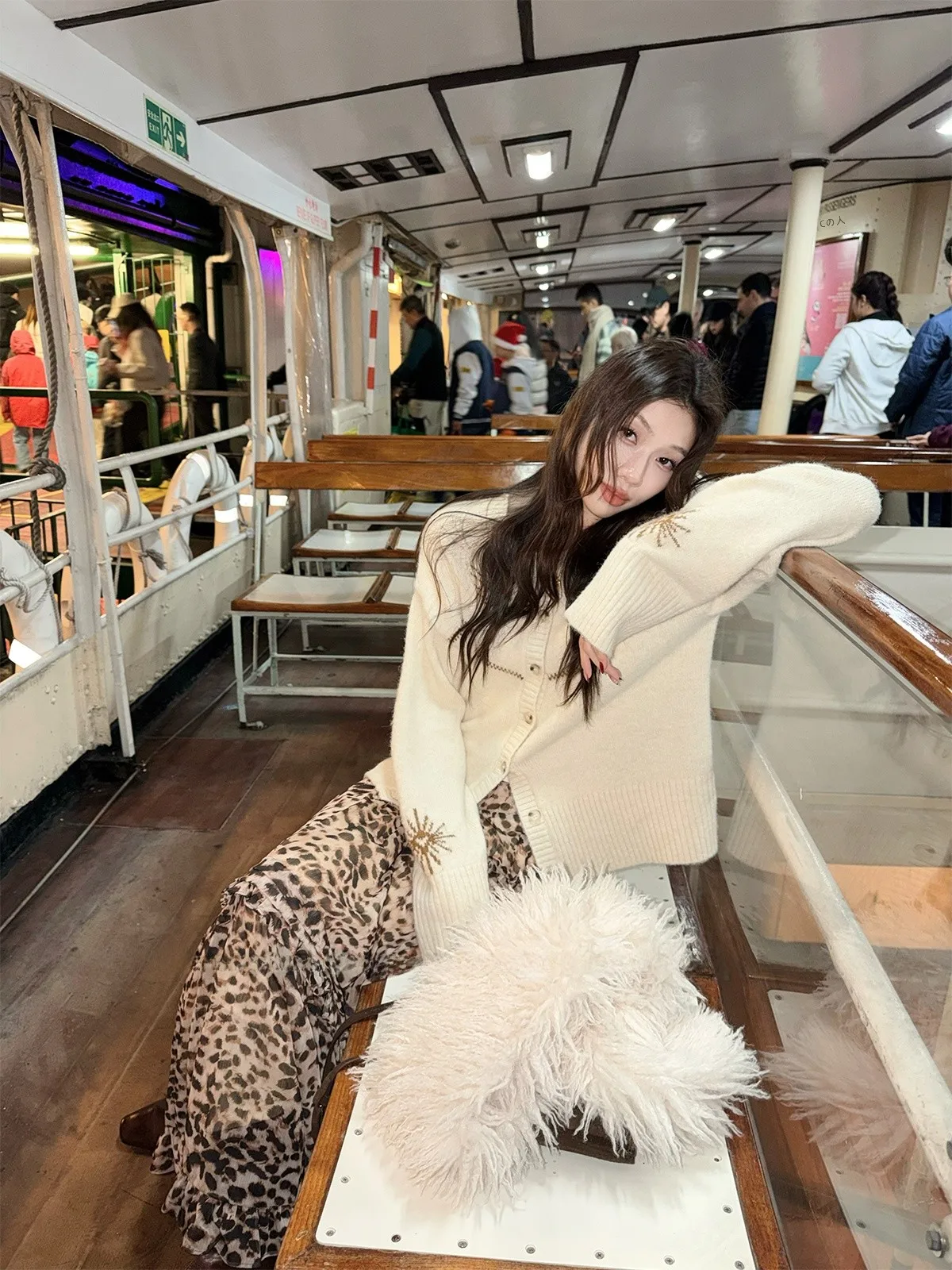 

Soft round Neck Open Cardigan Sweater with Scarf Early Spring Night Star Tour Gentle Loose Autumn Winter Top Commute Style
