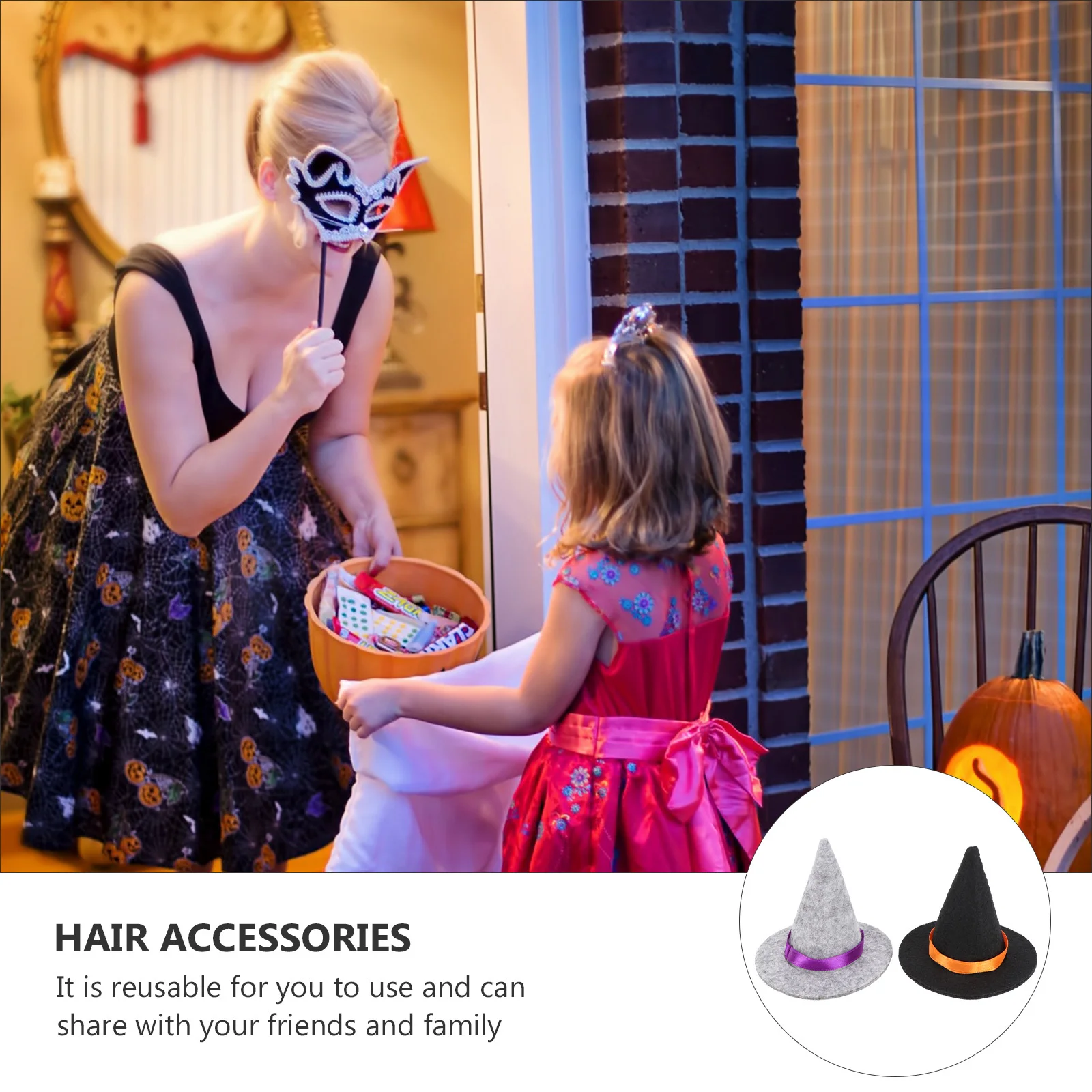 

10Pcs Hats Felt Black Grey Reusable Halloween Hair Accessories DIY Crafts Party Decor Hats