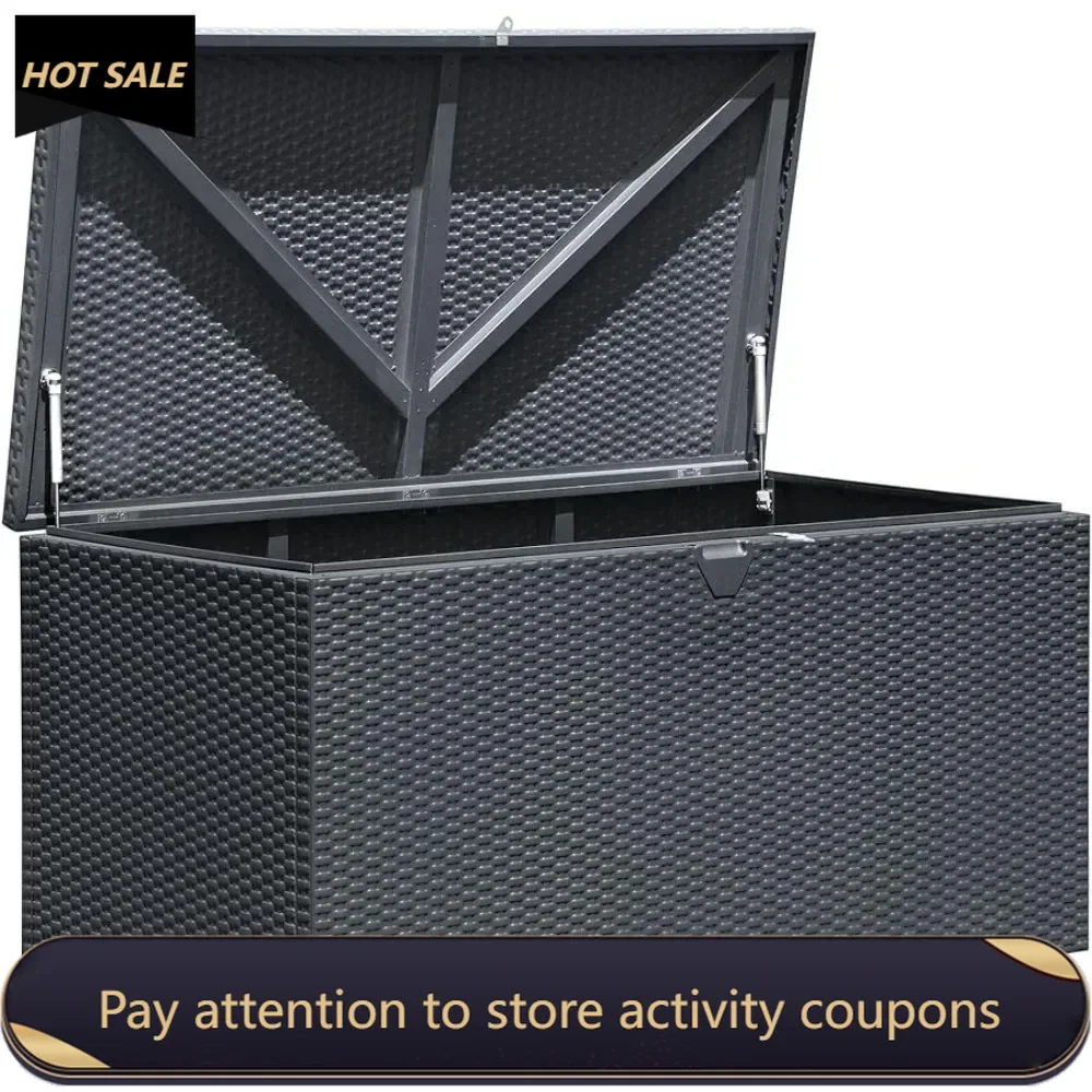 4' X 2' X 2' Spacemaker Anthracite 134 Gallon Hot-Dipped Galvanized Steel Storage Deck Box Freight Free Plastic Containers Shelf