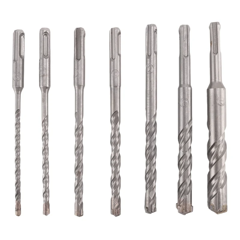 

Classy-7 Pcs SDS Plus Hammer Drill Bit Set, (4-Flute) For Concrete Brick Block Stone Masonry And Granite