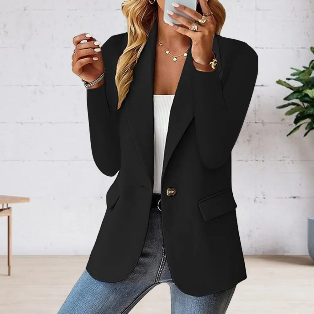 Klassische Revers elegante Damen Slim Fit für Büro Abend tragen Langarm Single-Button Anzug Mantel für die tägliche Party-Outfits