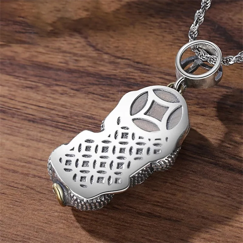 محظوظ عملة الثروة الحيوان Pixiu قلادة للرجال مجوهرات العرقية نمط خمر الذهب كوليسون قلادة الذكور سترة سلسلة #3