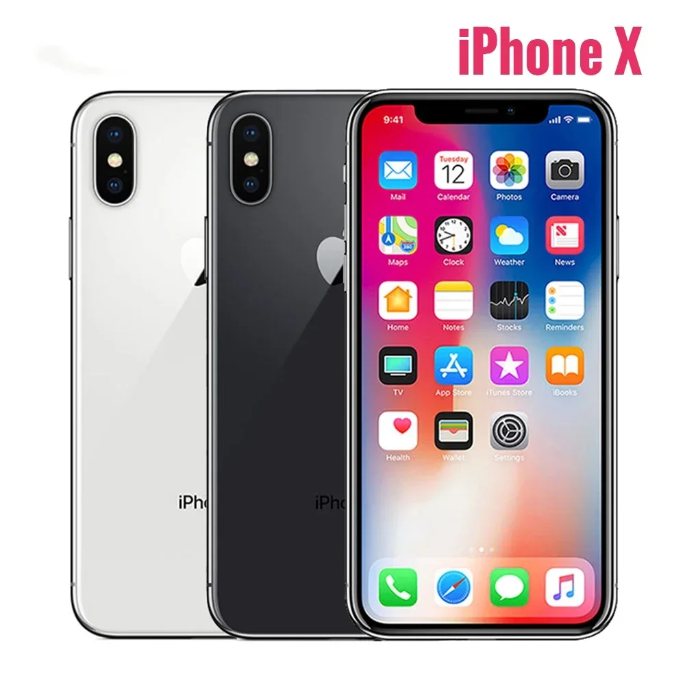 Apple iPhone X Cellphone Original Unlocked LTE Mobile Cell Phone 3GB RAM 64/256GB ROM Hexa Core Face ID 12MP Wireless