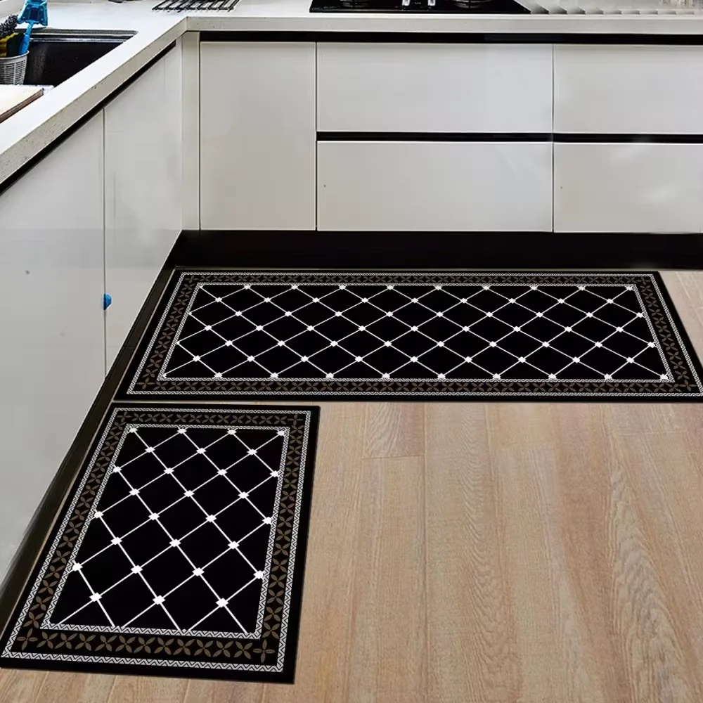 Household Soft Anti-slip Foot Pad Nordic Style Rectangular Kitchen Floor Mat Living Room Bedroom Bedside Decorative Carpet