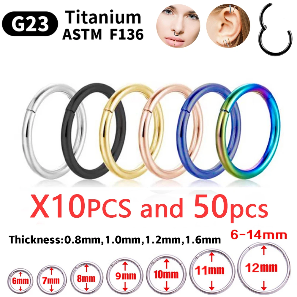 10/50Pcs Großhandel Hoop Ohrring G23 Titan Nase Ring Für Frauen Piercing Schmuck Lippen Ohr Ring Hoop Gemischt farbe Körper Clips Scharnier