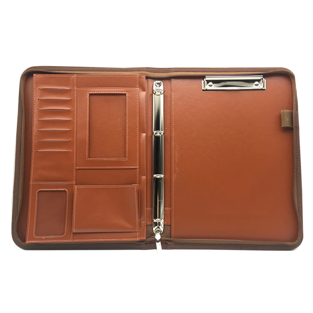 

A4 Pu Zipper Portfolio Multifunctional Office Organizer File Folder With Calculator Portable Business Document Case