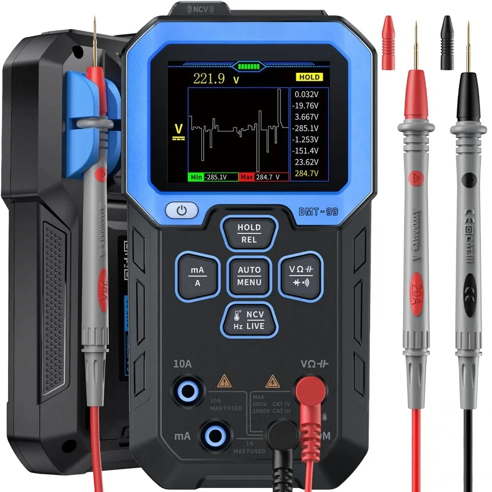 DMT-99 9999 Counts TRMS Digital Multimeter NCV Current Voltage Resistance Capacitance Frequency Diode Tester