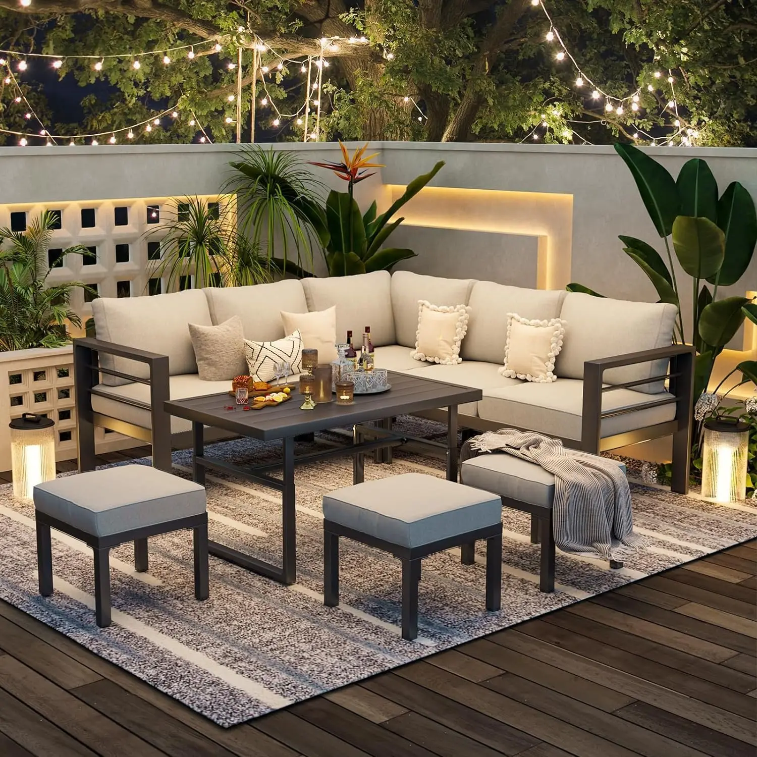 

Aluminum Patio Furniture Set, Metal Outdoor Patio Furniture Clearance, Modern Outdoor Conversation Table and Chair Sets