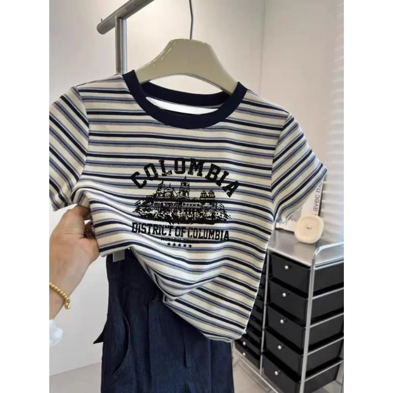 2025 طباعة مخططة جديدة بألوان كرتونية، ملابس قابلة للتنفس ومنعشة سريعة الجفاف للصيف