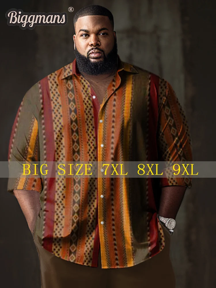 Biggmans Business Formal wear Big And Tall Suit Shirt Top For Summer  Men's Clothing Long sleeve Leisure Sports Man Plus Size