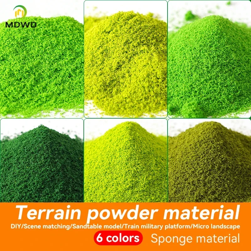 30 g feiner Rasen (gemahlener Schaum) 0,5–0,8 mm feiner Schwammmaterial, Maßstab, Modelleisenbahn, Eisenbahn-Layout, Pulver, Modelleisenbahn, Gebäude, Diy
