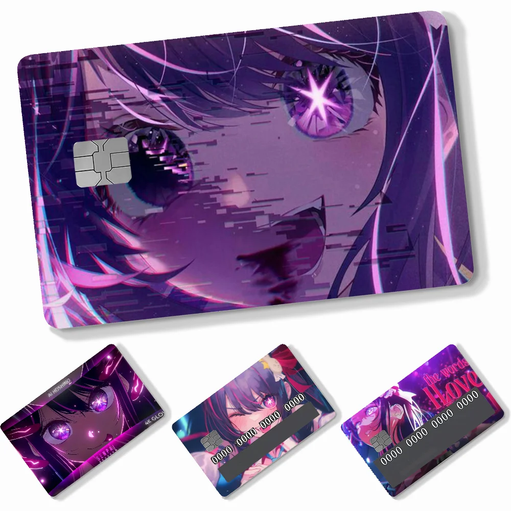 1PC Anime H-Hoshino A-Ai Card Stickers 4pcs PVC Credit Card Skin Stickers Removable Self-adhesive Protective Film