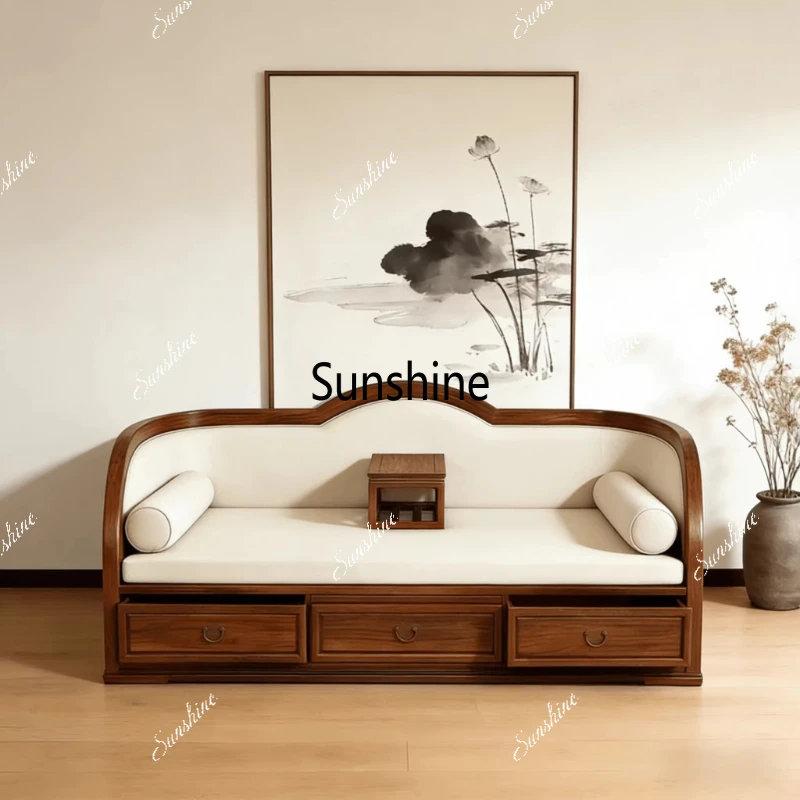 

New Chinese-style solid wood Arhat bed painted villa B & B light luxury high-end