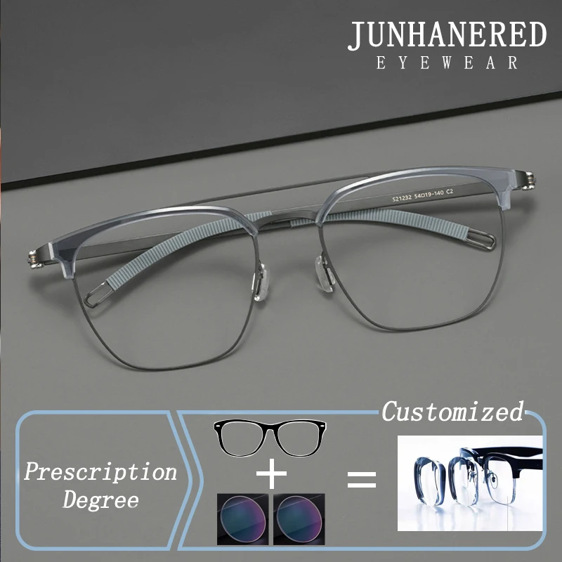 

Ultra-thin Double Beam Oversized TItanium Frame Hyperopia PHOTO Prescription Glasses Anti Blue Ray Myopia Astigmatism Eyewear
