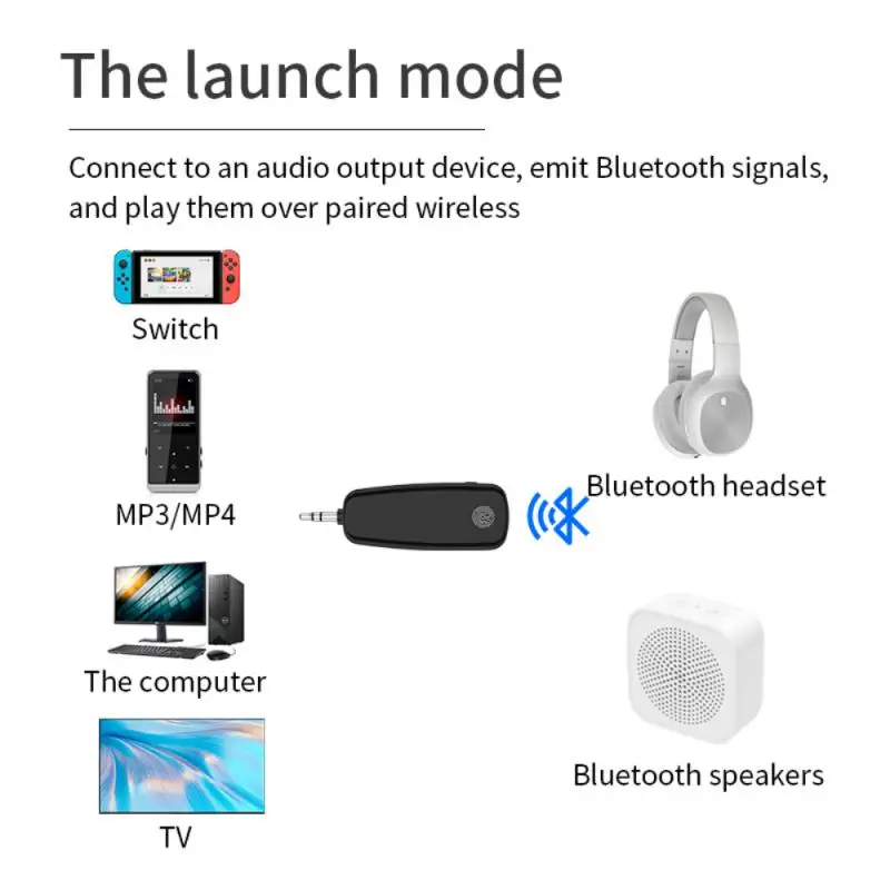 2/5PCS New bluetooth-compatible 5.2 Receiver Transmitter Adapter 3.5mm Jack AUX Car Stereo Hands-free Call TF Card Audio Player