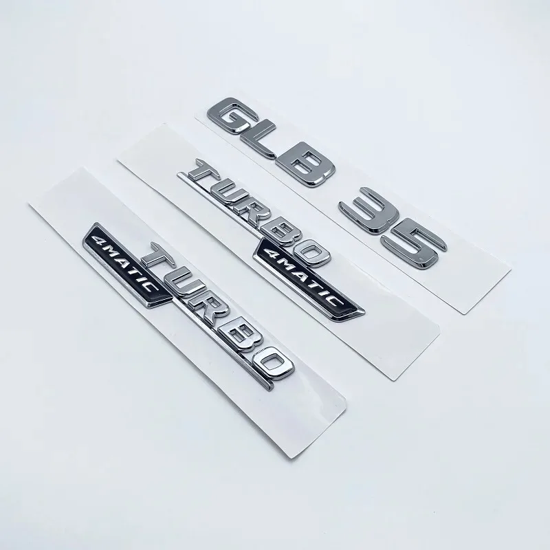 2017 3D ABS Glossy Black Silver Letters GLB35 Turbo 4matic Emblem for Mercedes Benz AMG Car Fender Trunk X247 Rear Logo Sticker