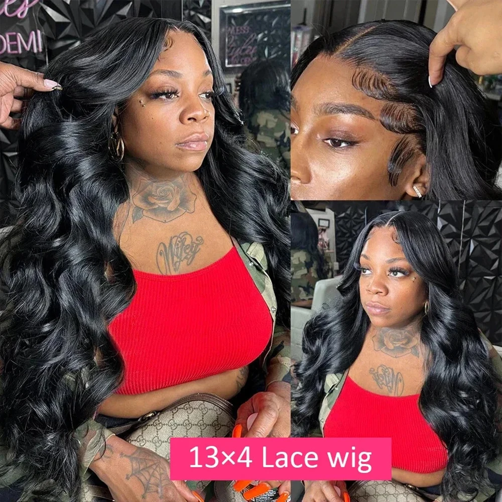 40 بوصة الجسم موجة الدانتيل الجبهة الباروكات البرازيلي الشعر البشري قبل قطعها الأسود 250 الكثافة 13x6 Hd شعر بشري أمامي شفاف