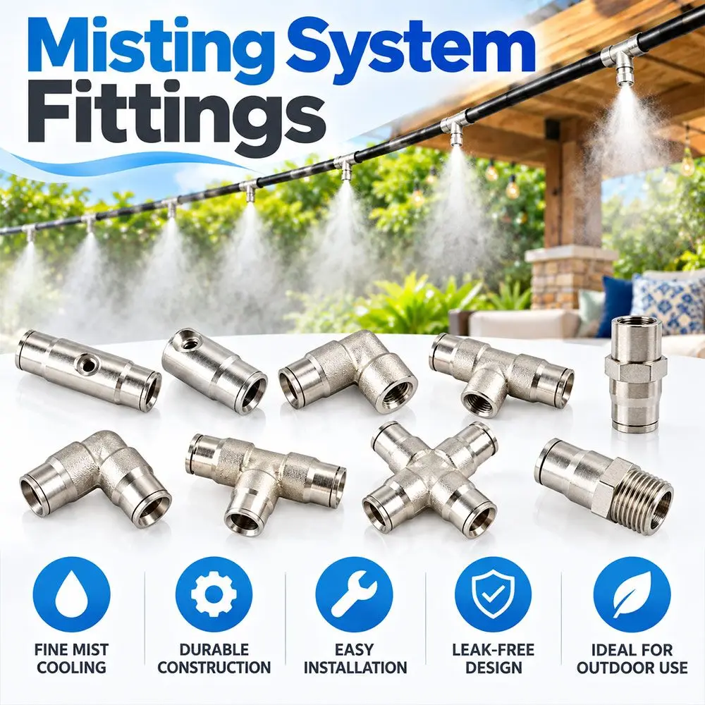 9.52mm High Pressure Misting System Connector Atomizing Nozzle Adapter Tee Connector Quick Connector Elbow Connector