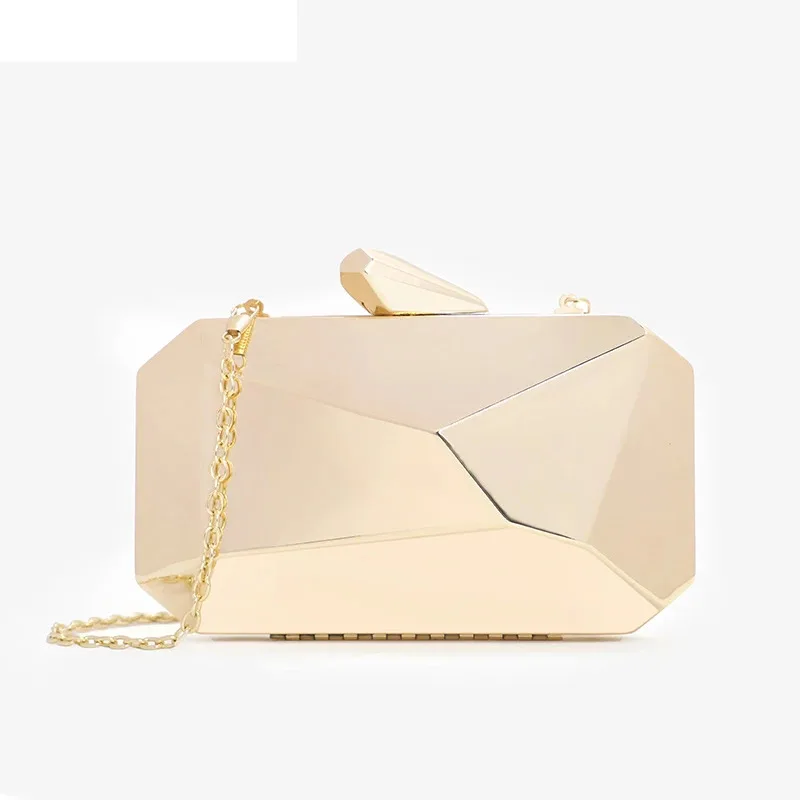 Gold Acrylic Box Geometric bags Clutch Evening Bag Elegent Chain Shoulder Bag for Women 2020 Handbag For Wedding/Dating/Party