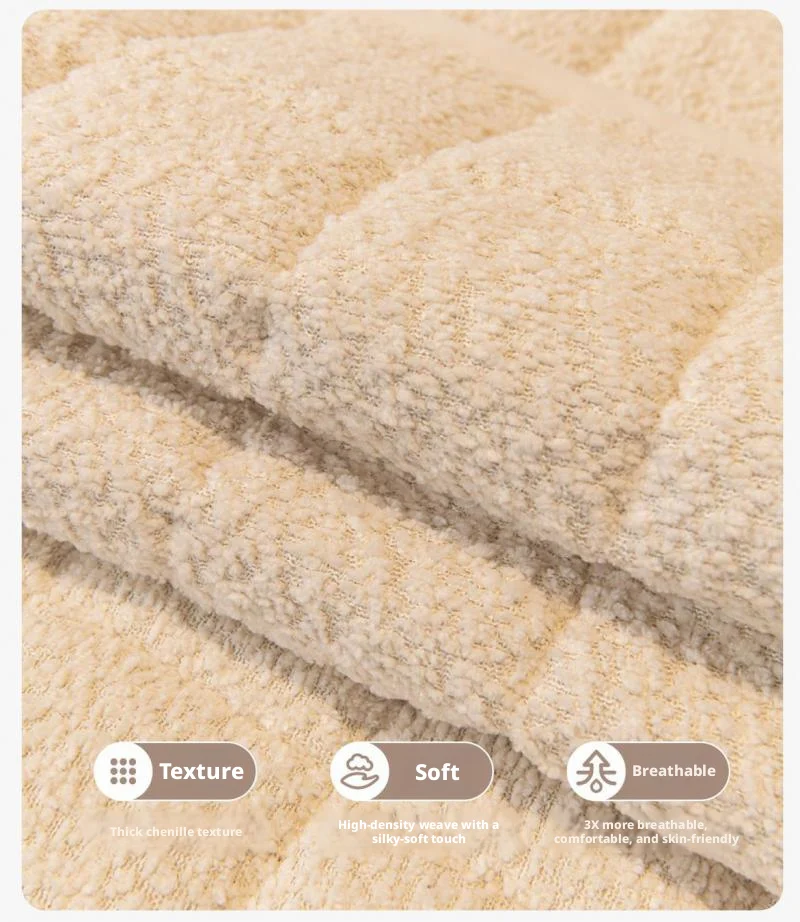 Winter-Sofakissenstoff, einfarbig, Chenille, dick, warm, bequem, Sofabezug, schlichter Stil, rutschfeste Sofabezug-Polsterung – Detail 7