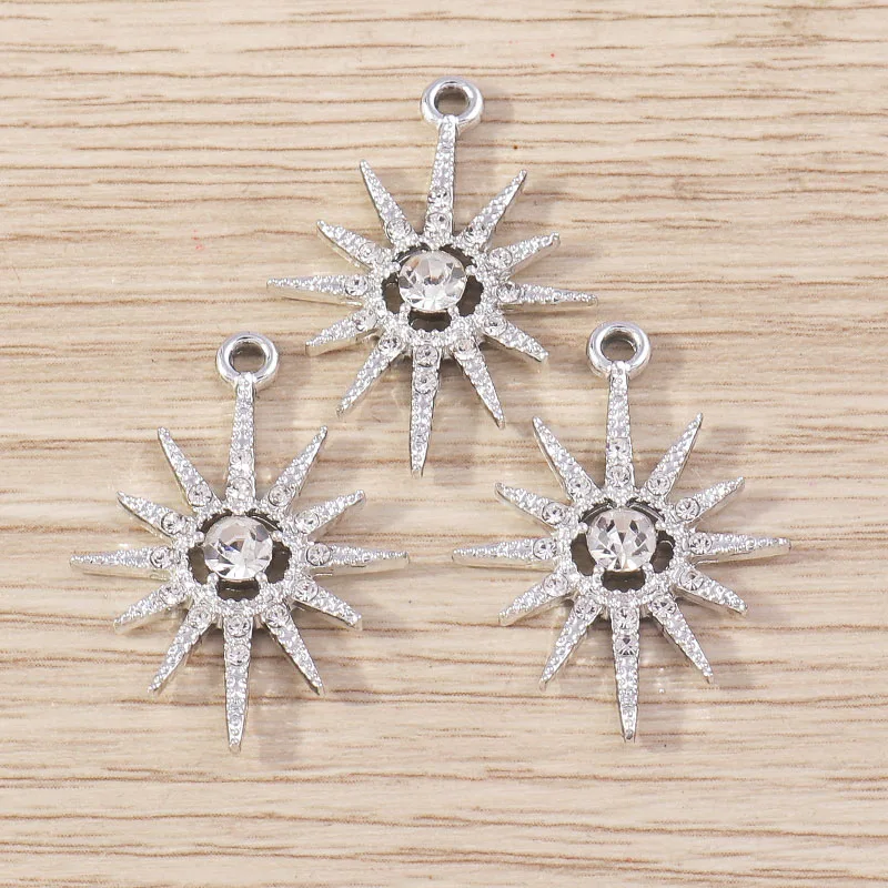 Tusember 10 Stück Exquisite Kristall-Sonnen-Mond-Stern-Anhänger für Schmuckherstellung, Modische Ohrringe, Halsketten, DIY-Anhänger – Detail 14