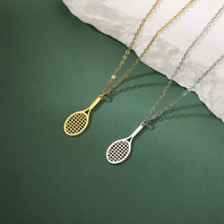 Unift Beach Tennis Racket Necklaces for Sport Girl Stainless Steel Neck Chain Choker Tennis Player Jewelry Women Accessories