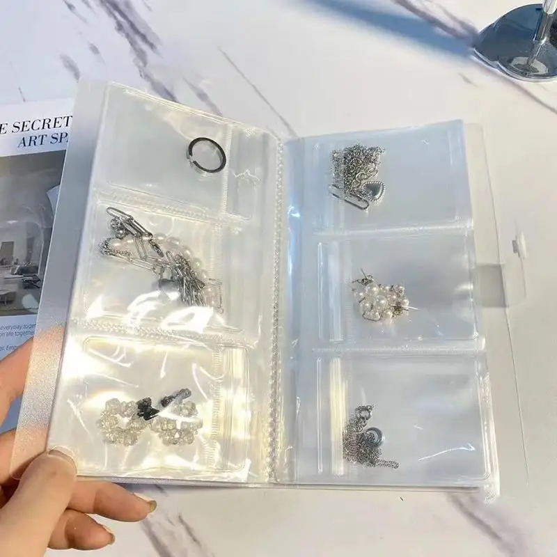 Anti-oxidation Jewelry Storage Albums Desktop Drawer Organizer Transparent Necklace Bracelet Ring Book Holder Jewelry Bag