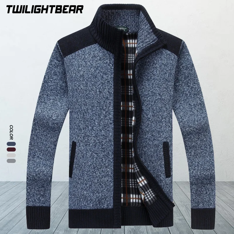 

Winter Men's Fleece Sweater Oversized Thicken Cardigan Warm Cashmere Zipper Casual Sweaters Men Clothing Sweatercoat A2F1638