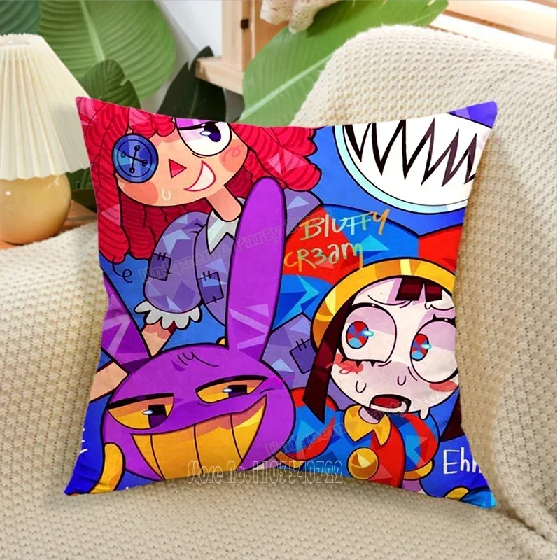 The Amazing Digital Circus Throw Cushion Cover 45*45 Pomn Jax Plush Square Pillow Case for Living Room Car Sofa Pillow Case Gift